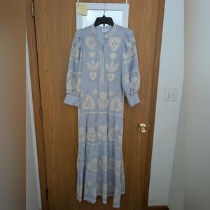 Antik Batik Elegant Blue Embellished Maxi Dress